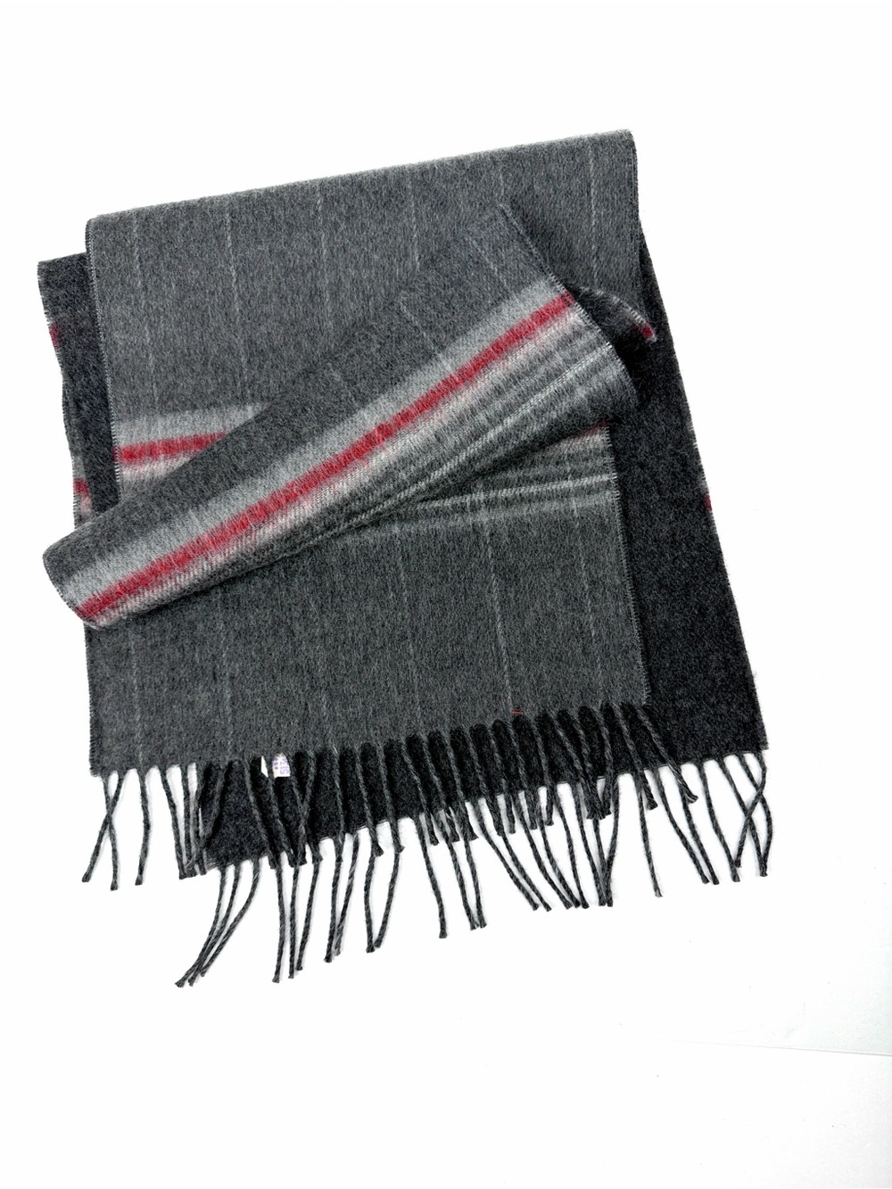 Vintage Christian Dior Monsieur Scarf Merino Wool Made in Japan Gray Red New